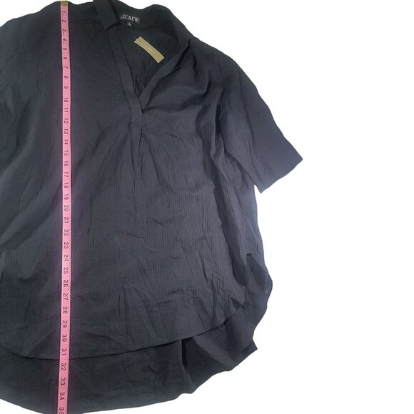 J.Crew Women Black Cotton Lightweight Collared V-Neck Tunic Top Shirt Size XL - Picture 3 of 8